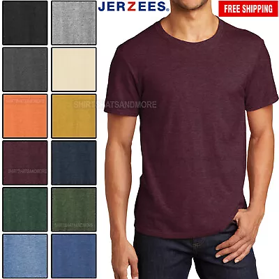 BIG Mens Jerzees Premium Soft Spun Cotton/Poly Blend Tee Wicking Heather T-Shirt • $13.99