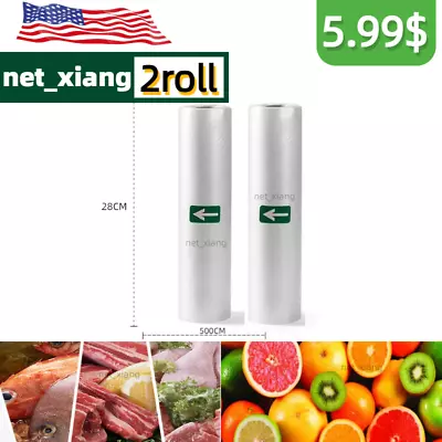 2 Rolls Food Vacuum Sealer Bags 28cmx500cm' Vaccum Saver Storage Seal Bag • $5.99