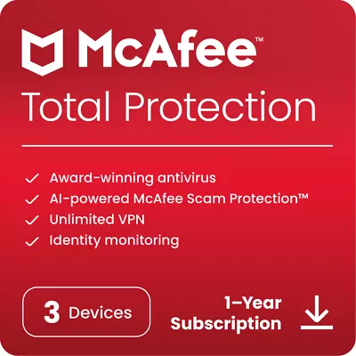 McAfee Total Protection 2024 | Antivirus Internet Security Software | Download • $24.99