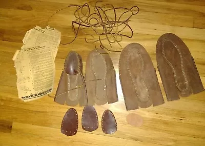 2 Pair Moccasins Incomplete Boy Scout Craft Kit Soles Measure 9.5  And 11  Ruler • $9.95