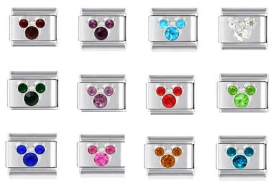 £4.25 • Buy CLASSIC ITALIAN 9mm CHARM FITS CLASSIC ITALIAN BRACELET-MICKEY BIRTHSTONES