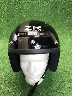 Z1R Open Face  Motorcycle Helmet ZRP-3 Size Medium Black W Gray Stripes • $43.45