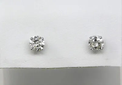 11-13 Kt White Gold ∼4.4 Mm Diamond Stud Pierced Earrings B4080 • $644