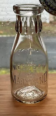 Western Maryland Dairy One Pint Milk Cream Bottle Health Dept Permit 7.25 H • $10