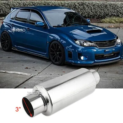 Exhaust Muffler Resonator 3.0 In/Out 12 Long SS For Subaru STI Impreza Hatchback • $55.11