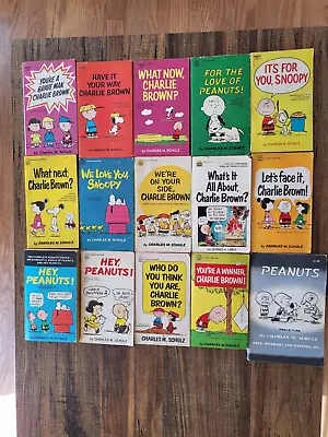 Peanuts Snoopy Charlie Brown By Charles Schulz Books Lot Of 15 Vintage • $16.51