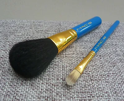 Set Of 2 MAC Blue Brush Set 129SE Powder & 194SE Concealer Travel Size NEW • $29.99