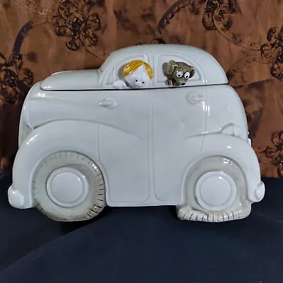 Fitz And Floyd  Auto  Cookie Jar 1978 Boy & Dog Flat Tire Car Ceramic  • $65.99