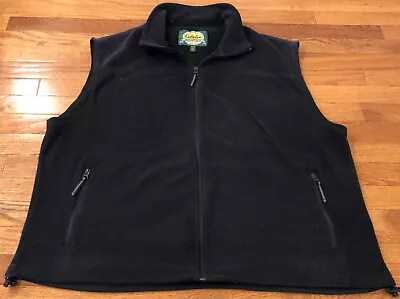 Cabela’s Fleece Vest Zip Pockets - Black Full Zip Men’s 2XL Tall Adjust Waist • $14.49