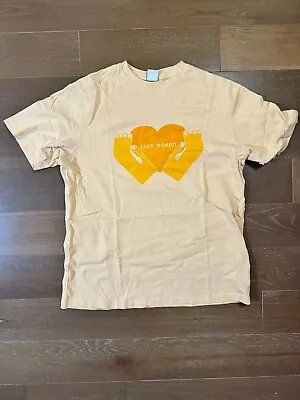 NWT ZARA Yellow Love Mambo Shirt Limited Edition Mens Size MEDIUM 100% Cotton • $14.99
