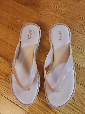 Melissa Low  Wedge Jelly Dusty Pink Thong Sandals Sz 10  • $40