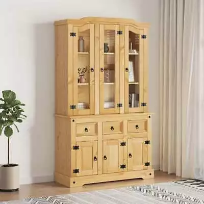 Tall Cabinet Sideboard Cupboard Corona Brown Solid Wood Mexican Pine VidaXL • $477.99