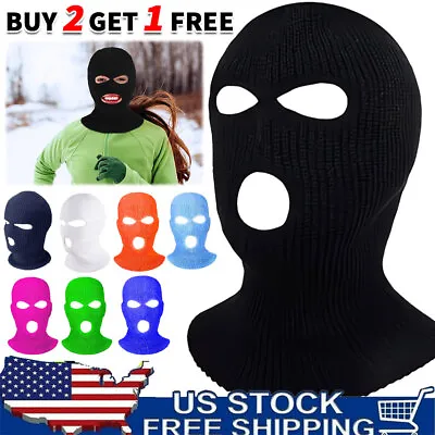 Winter Ski Mask 3 Hole Knitted Skull Balaclava Beanie Hat Men Outdoor Sports Cap • $5.69