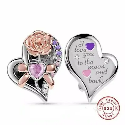  I Love You Charm To The Moon & Back 925 Sterling Silver Bead Wife Daughter 💖 • £16.95