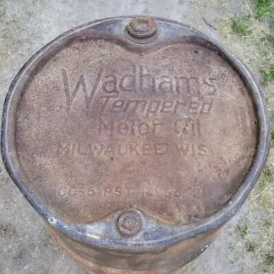 Vintage Wadhams Tempered Motor Oil Drum Milwaukee Wis. Wisconsin • $149.99