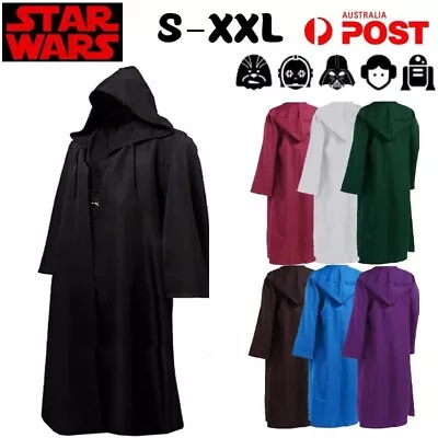 Star Wars Hooded Robe Jedi Knight Cosplay Cloak Cape Halloween Party Costume AU • $30.34