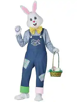 Happy Easter Bunny Rabbit Deluxe Mascot Overalls Adult Mens Costume • $129.95