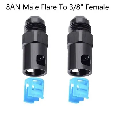 2X 3/8 To 8AN EFI Fuel Rail Line Fitting Adapter Quick Disconnect Push Hardline • $12.59
