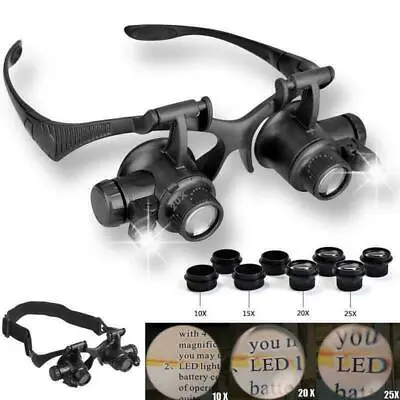 £11.59 • Buy 25X Magnifier Magnifying Eye Glass Loupe Jeweler Watch Repair Kit With LED Light