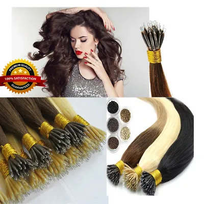 1 GRAM 14 -24  Nano Ring Tip Micro Bead Human Hair Extensions 1g Double Drawn UK • £16.74