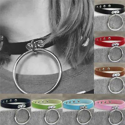 Choker Collar Necklace Ring O Leather Gothic Pendant Punk Bracelet Women Gift UK • £3.79