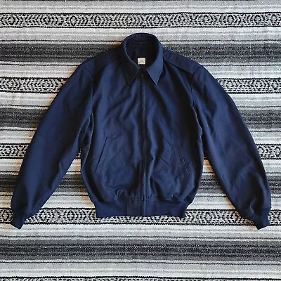 Vtg 90's US Military Navy Bomber Wool Blend Zip Up Deck Jacket Sz 42L / L Blue • $44.88