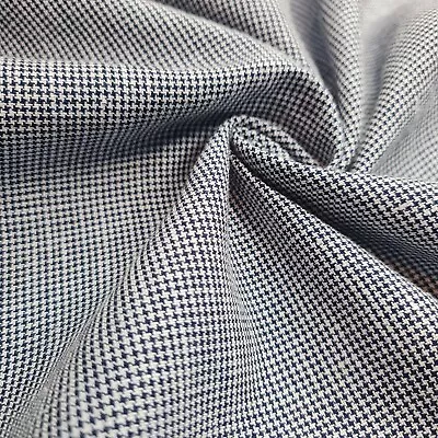 £0.99 • Buy Wool Linen Blend Fabric Navy And White Crowbar 55  Wide 160 Gsm Sold By Metre