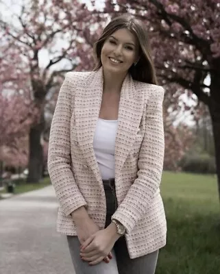 ZARA TEXTURED DOUBLE-BREASTED BLAZER PINK SS22 SIZE M Medium REF. 2324/133 X • $73.36