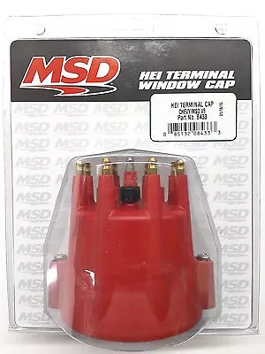 MSD 8433 RED Distributor Cap W/ Wire Retainer For Chevy V8 HEI-Brass Terminals • $58.99