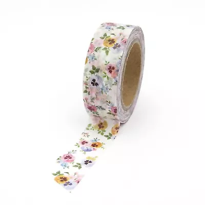 Washi Tape Floral Pansy Multi Coloured Flowers 15mmx10m • $5.90