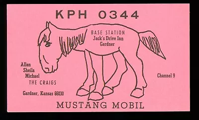 QSL Card Radio USA KPH0344 Gardner Kansas 1960s The Craigs Mustang Mobil ≠ V243 • $6.09