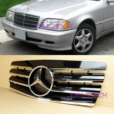 1994-2000 For BENZ C-Class W202 Gloss Black Front Grille ABS Sedan 4Door • $169.05