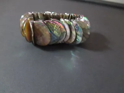 Abalone Effect Shell Chunky  Stretchy Bracelet • £10