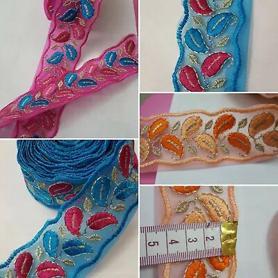 £2.50 • Buy 1 Yard Latest Indian Embroided Net Ribbon Trim Sari Boarder Decorative Craft