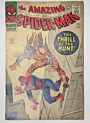 AMAZING SPIDER-MAN #34 VG+ Kraven The Hunter App 2nd App Gwen Stacy 1966 Marvel • $105