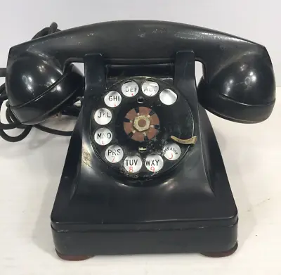 Vintage 1940's Western Electric Company 302 Black Telephone With FIW Handset • $42.55