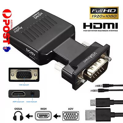 VGA To HDMI Male To Female Video Adapter Cable Converter With Audio HD 1080P / • $7.79