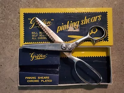 Griffon 8  Pinking Shears Scissors Model A Chrome Plated Self Adjusting Vintage • $9.99