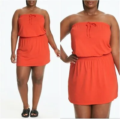 £9.99 • Buy   BNWT Matalan Curve Bandeau Orange  Beach Dress Jersey Cover Up (ST351)