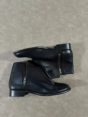Frye Carly Womens Block Ankle Pull-On Zip Closure Black Chelsea Boots 8.5 B • $52.49