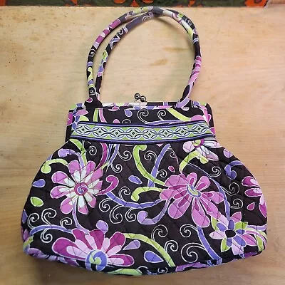 Vera Bradley Alice Kiss Lock Frame Shoulder Bag Handbag Purse Purple Punch Clasp • $24.99