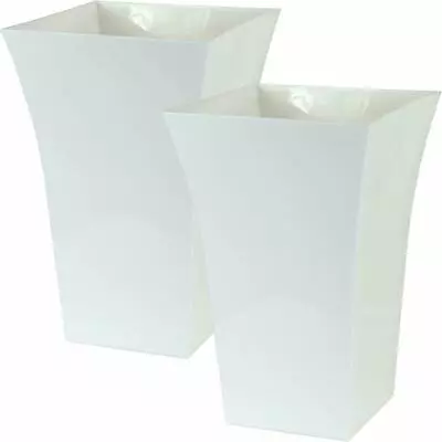 2 X White Large Plant Pot Indoor Outdoor Garden Square Plastic Flower Planter  • £13.99