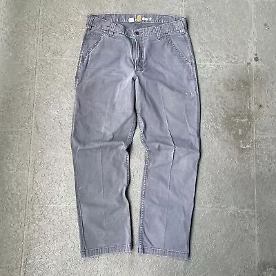 VTG 2000s Y2k Carhartt Gray Relaxed Regular Fit Faded Workwear Pants Cargo 34x30 • $30