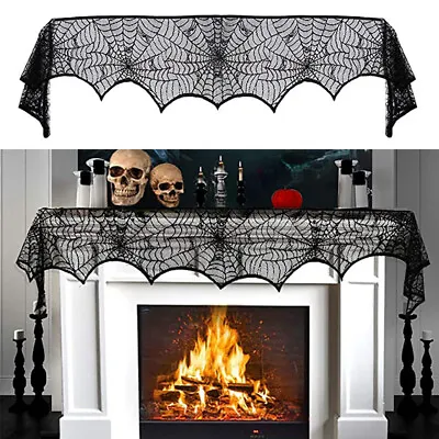 Halloween Lace Table Cloth Spider Web Cobweb Cover Black Party Decoration UK • £3.75