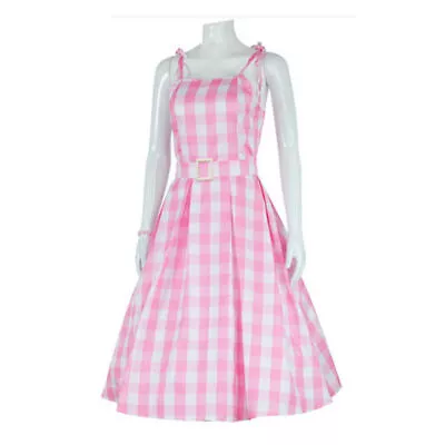 Halloween Adults Movie Barbie Cosplay Costume Pink Plaid Dress Party Clothes UK/ • £19.39