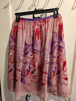 Vivienne Tam Pink And Purple Colorful Floral Skirt Size Large • $18