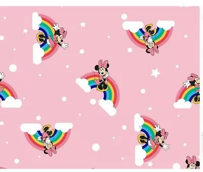 0.5 MTR LITTLE JOHNNY DISNEY RAINBOW MINNIE MOUSE 100 % Cotton FabriC 60 W. • £5