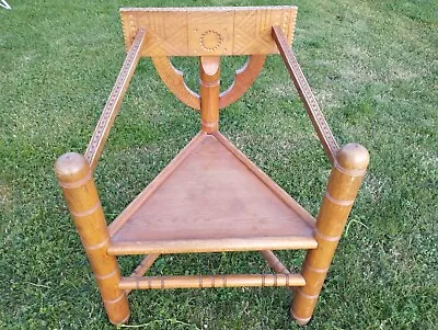 £160.50 • Buy Neo-Gothic 3-Legged Oak Chair Vintage Antique Monks Stool German 