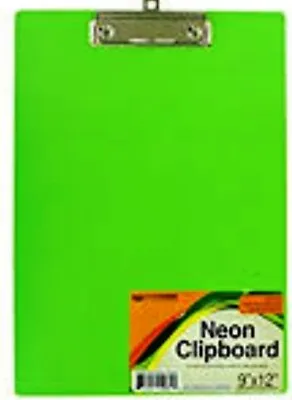 Green Clipboard A4 Neon Colour Office Document Storage Paper Holder 9 X 12 Inch • £4.99