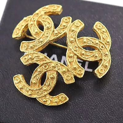 CHANEL Triple CC Logos Used Pin Brooch Gold Plated 94A France Vintage #AH33 M • $3229.60